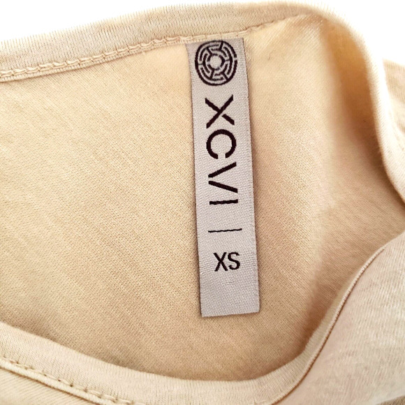 XCVI Tan Blouse Women SIZE XS Hi Low Fitted Short Sleeve Casual Cute Top FLAW - Picture 6 of 11